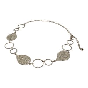 Women's Silver Tone Leaf Chain Belt